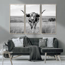 Texas Cow Longhorn Wall Art Canvas Print for Farm House Wall