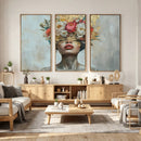 Golden Petal Wall Art Canvas Print - Silhouette Woman Wall