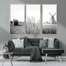 Vintage Farmhouse Black and White Triptych Wall Art – Giclee