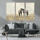Chines Style Grunge Horses Wall Art Canvas Print