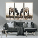 Chines Ink Style Horses Wall Art Canvas Print