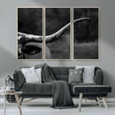 Cow Longhorn Wall Art | Black and White Print | Ready to by MyGreatCanvas | Canvas Wall Art Prints | Photo Prints & Wall Decor
