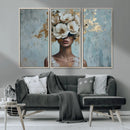 Golden Petal Wall Art - Petal Silhouette Woman Wall Art by MyGreatCanvas | Canvas Wall Art Prints | Photo Prints & Wall Decor