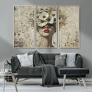 Abstract Floral Women Patel Wall Art Canvas Print