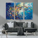 Colorful Swirling Fish School Wall Art Canvas Print |