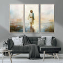 Framed Jesus Walking on Water Wall Art - 3-Panel Christian by MyGreatCanvas | Canvas Wall Art Prints | Photo Prints & Wall Decor