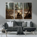 Jesus Running After a Lost Lamb Canvas Wall Art Print