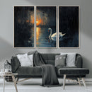 Abstract Swan on Water Wall Art Canvas Print - Elegant