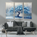 Abstract Blue Tree Art Canvas Print, Majestic Tree Wall Art