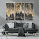 Golden Forest Abstract Wall Art | Dark Forest with Gold