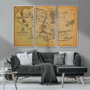 Middle Earth Map Canvas Wall Art – Vintage Fantasy Map
