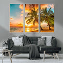 Tropical Sunset Beach Canvas Wall Art Print – Vibrant Palm by MyGreatCanvas | Canvas Wall Art Prints | Photo Prints & Wall Decor