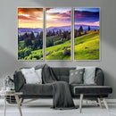 Green Hills and Sunset Wall Art Print - Scenic Landscape by MyGreatCanvas | Canvas Wall Art Prints | Photo Prints & Wall Decor
