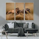 Large Wall Art Canvas Print – Two Running Brown Horses
