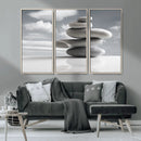 Still Life Black and White Zen Stones Wall Art Canvas,