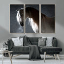 Large Wall Art Cream Colored Horse on Grey Background Canvas