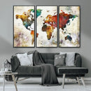 Watercolor World Map Canvas Print – Framed Wall Art for by MyGreatCanvas | Canvas Wall Art Prints | Photo Prints & Wall Decor