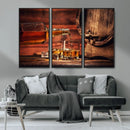 Whiskey and Cigar Canvas Wall Art | 3 Panel Bar Room Decor by MyGreatCanvas | Canvas Wall Art Prints | Photo Prints & Wall Decor