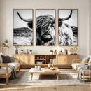 Highland Cow Wall Art – Black and White Framed Farmhouse by MyGreatCanvas | Canvas Wall Art Prints | Photo Prints & Wall Decor