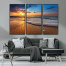 Sunset and Beach at Night Wall Art Canvas Print