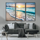 Sunset Beach Waves Canvas Wall Art – 5-Panel Ocean Sunset by MyGreatCanvas | Canvas Wall Art Prints | Photo Prints & Wall Decor