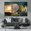 Golden Wave Sunset Canvas Print – Large Coastal Wall Art for