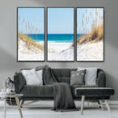 Serene Coastal Dune Path with Ocean View, 3-Panel Beach
