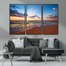 Serene Ocean Sunset Canvas Print, Golden Hour Beach Wall