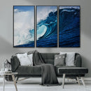 Ocean Wave at Sunset Canvas Art, Large Wall Print of Vibrant