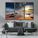 Golden Hour Beach Sunset Canvas Triptych, Ocean Waves and by MyGreatCanvas | Canvas Wall Art Prints | Photo Prints & Wall Decor
