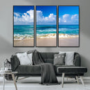 Tropical Beach 3-Panel Canvas Wall Art – Serene Ocean Waves