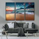 Sunset Ocean Beach Wall Art – Giclee Canvas Print, Coastal