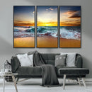 Golden Sunset Ocean Waves Wall Art Canvas Print – Multi