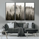Foggy Mountain Wall Art | 3-Panel Foggy Forest and Mountain