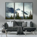 Mountain Mist Canvas Wall Art Print | 3-Panel Foggy Forest