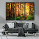 Sunlight Through Trees Wall Art Canvas Print - Autumn Forest