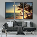Sunset Palm Trees Wall Art Canvas Print