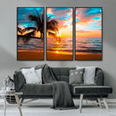 Palm Tree Sunset On The Beach Wall Art Canvas, Framed Palm by MyGreatCanvas | Canvas Wall Art Prints | Photo Prints & Wall Decor