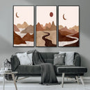 Boho Wall Art Canvas Print Set Mid-Century Prints Bohemian