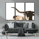 Texas Longhorn Wall Art Canvas Print | 3-Panel Large