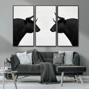 Spanish Bull Art - Framed Black and White Bull Canvas Print
