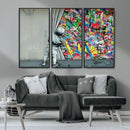 Banksy Colorful Street Graffiti Canvas Wall Art Print, by MyGreatCanvas | Canvas Wall Art Prints | Photo Prints & Wall Decor