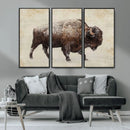 Buffalo Wall Art, Western Bison Canvas Print, Rustic Buffalo