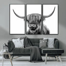 Grayscale Scottish Highland Cow Cattle Art Print Farmhouse by MyGreatCanvas | Canvas Wall Art Prints | Photo Prints & Wall Decor