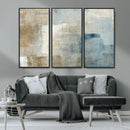 Abstract Blue and Beige Wall Art, Modern Minimalist Canvas