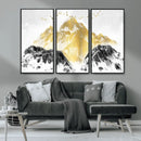 Golden Mountain Triptych Wall Art Canvas Print, Modern