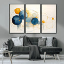 Geometric Blue Orange Abstract Wall Art Canvas, Geometric