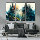 Watercolor Trees Forest Abstract Wall Art Canvas Print,