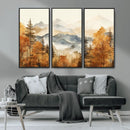 Golden Autumn Forest Wall Art Canvas | Mountain Landscape
