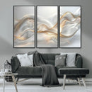 Abstract art Grey and Gold Lines Wall Art
